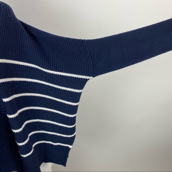 ATHLETA Peaceful Wrap Oversized Knit Open Cardigan Stripe Navy Blue - Size Small - Picture 6 of 9